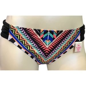 Victoria's Secret PINK Aztec Tribal Geo Ruched Sides Cheeky Swim Bottom XS